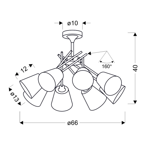 Vox Lampa Wisząca 8X40W E14 Chrom Z Abażurem Candellux
