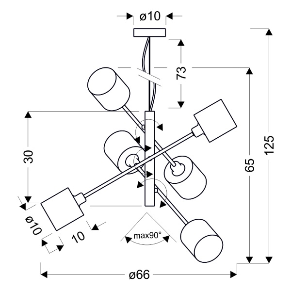 Sax Lampa Wisząca Linka 6X40W E14 Satyna Candellux