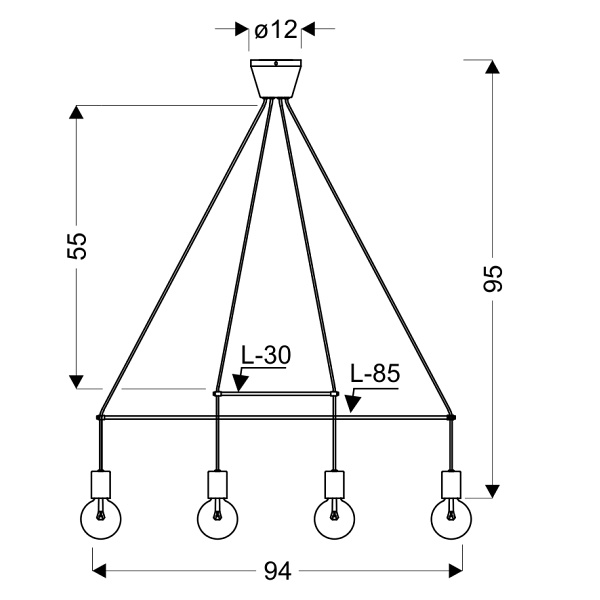 Alto Lampa Wisząca 4X40W E27 Biały Matowy Candellux