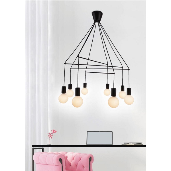 Alto Lampa Wisząca 8X40W E27 Czarny Matowy Candellux