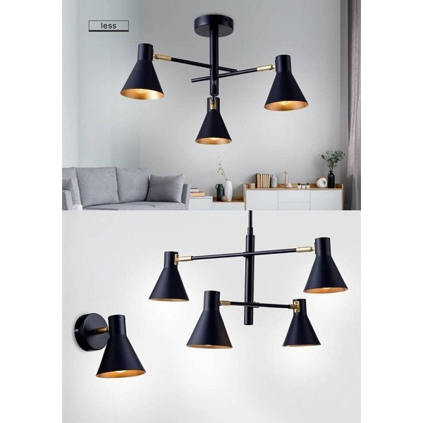 Less Lampa Kinkiet 1X40W E14 Czarny Matowy Candellux