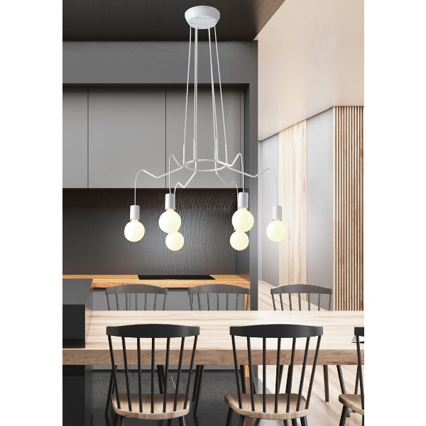 Basso Lampa Wisząca 6X40W E27 Biały Matowy Candellux