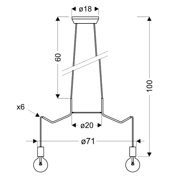 Basso Lampa Wisząca 6X40W E27 Biały Matowy Candellux