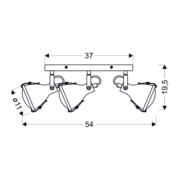 Crodo Lampa Sufitowa Listwa 3X40W E14 Szary Candellux