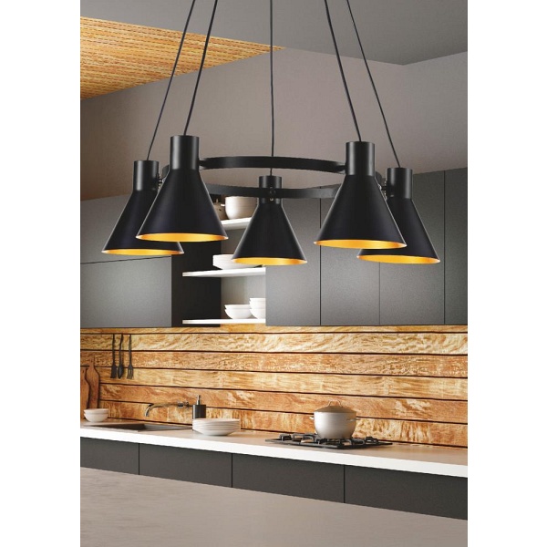 More Lampa Wisząca 5X40W E27 Czarny Matowy Candellux