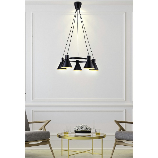 More Lampa Wisząca 5X40W E27 Czarny Matowy Candellux