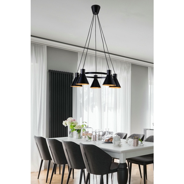 More Lampa Wisząca 5X40W E27 Czarny Matowy Candellux
