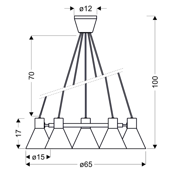 More Lampa Wisząca 5X40W E27 Czarny Matowy Candellux