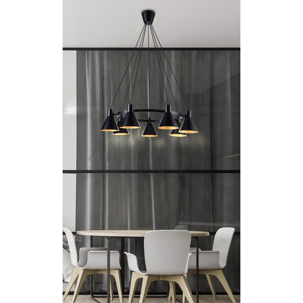 More Lampa Wisząca 7X40W E27 Czarny Matowy Candellux