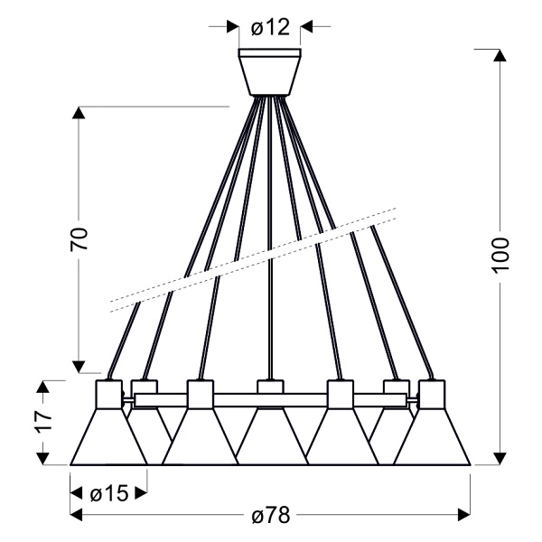 More Lampa Wisząca 7X40W E27 Czarny Matowy Candellux