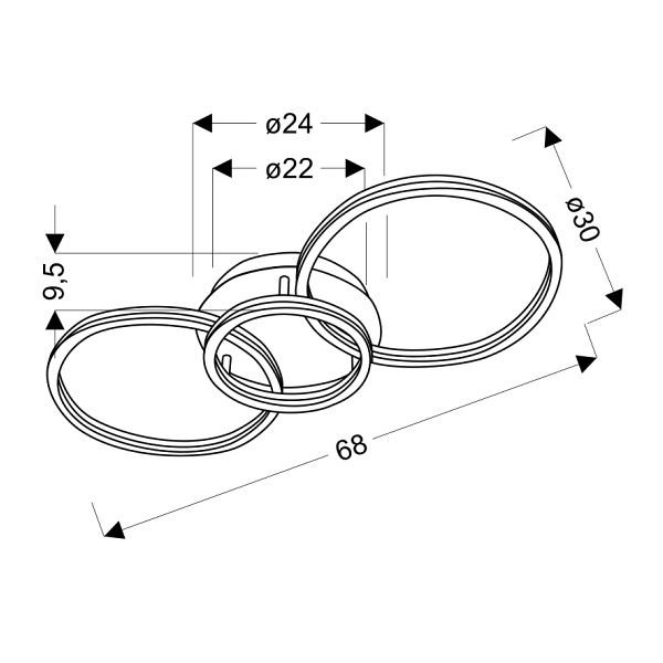 Rodos Lampa Sufitowa Plafon 68X30 35W Led Złoty 4000K Apeti Candellux