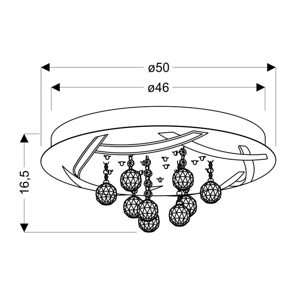 Korfu Lampa Sufitowa Plafon 50 30W Led Chromowy 4000K Apeti Candellux