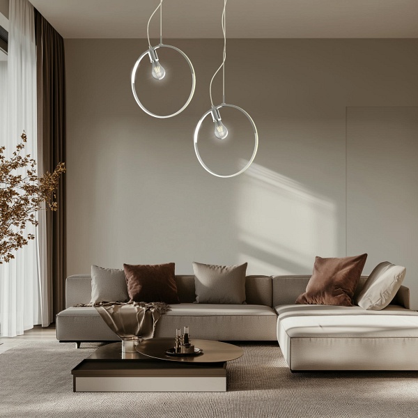 Skiros Lampa Wisząca 1X60W E27 Led+12W Led Chromowy 4000K Apeti Candellux