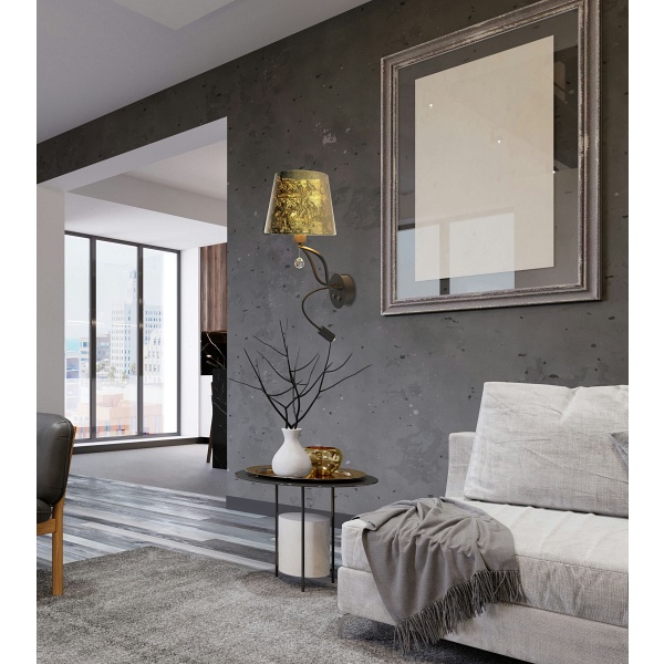 Saria Lampa Kinkiet 1X6W E14 Led+8W Led Czarno Złoty Apeti Candellux