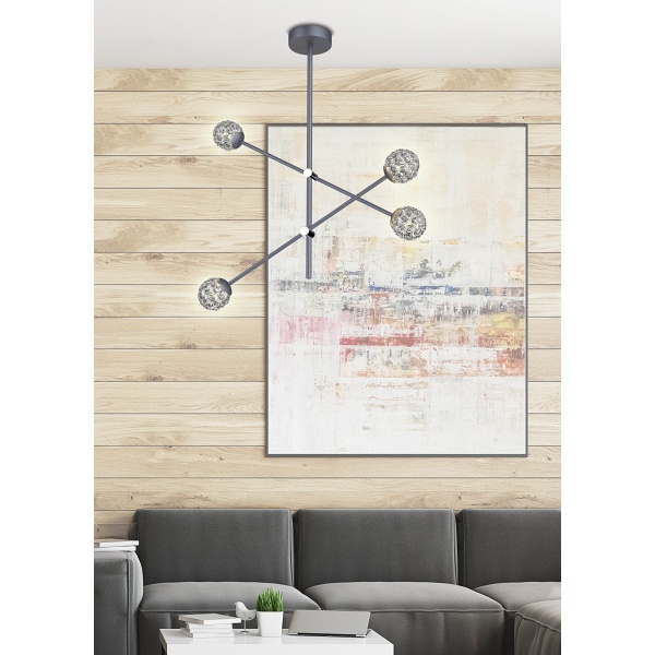 Paksos Lampa Wisząca 4Xmax 5W G9 Led Szary Apeti Candellux