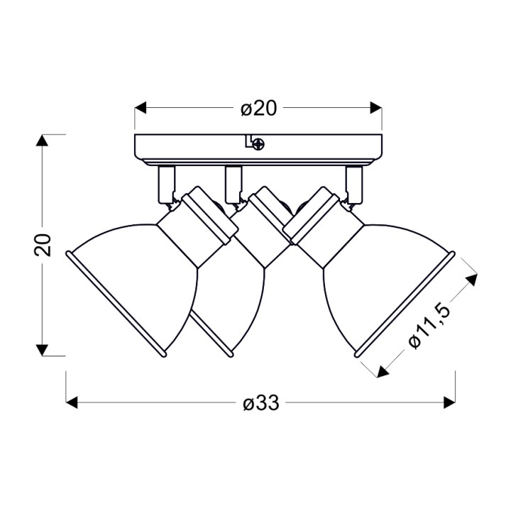 Zumba Lampa Sufitowa Plafon 3X40W E14 Biały+Czarny Candellux