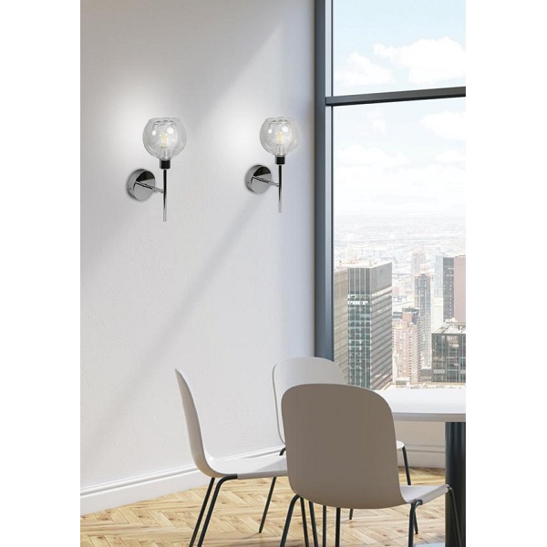 Ozzo Kinkiet 1X40W E14 Chrom Klosz Bezbarwny Candellux