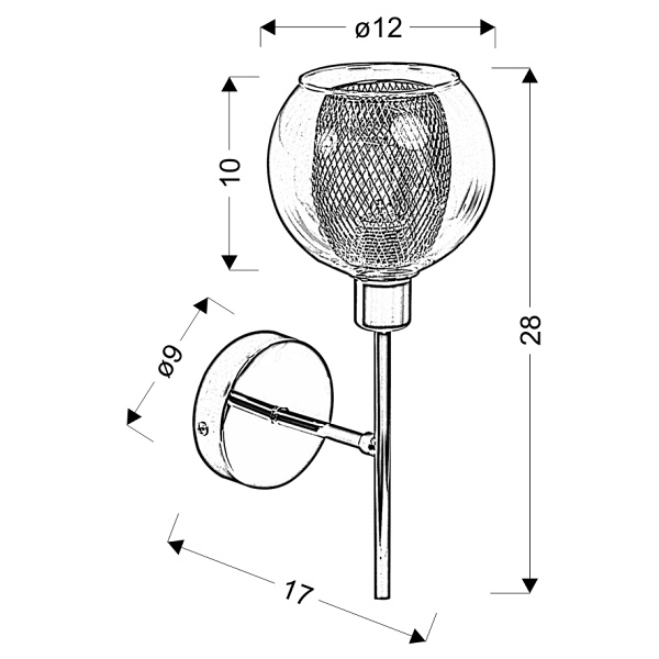 Ozzo Kinkiet 1X40W E14 Chrom Klosz Bezbarwny Candellux