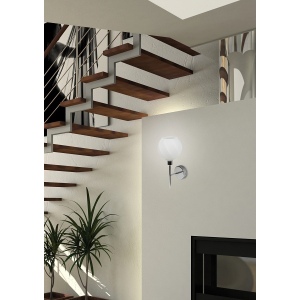 Raul Lampa Kinkiet 1X40W E14 Chrom Klosz Biały Candellux