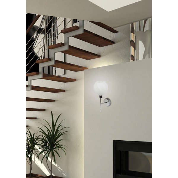 Raul Lampa Kinkiet 1X40W E14 Chrom Klosz Biały Candellux