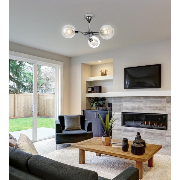 Ozzo Lampa Wisząca 3X40W E14 Chrom Klosz Bezbarwny Candellux