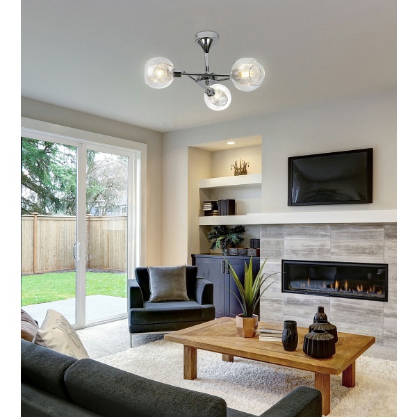 Ozzo Lampa Wisząca 3X40W E14 Chrom Klosz Bezbarwny Candellux