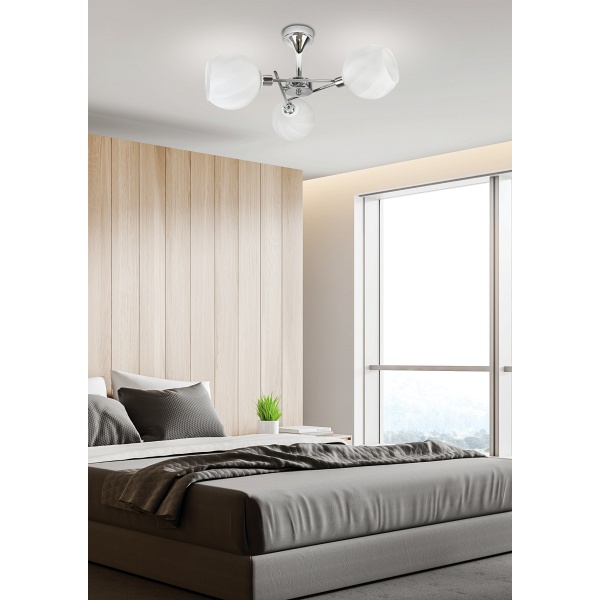 Raul Lampa Wisząca 3X40W E14 Chrom Klosz Biały Candellux