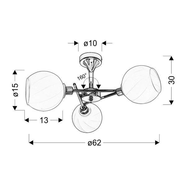 Raul Lampa Wisząca 3X40W E14 Chrom Klosz Biały Candellux