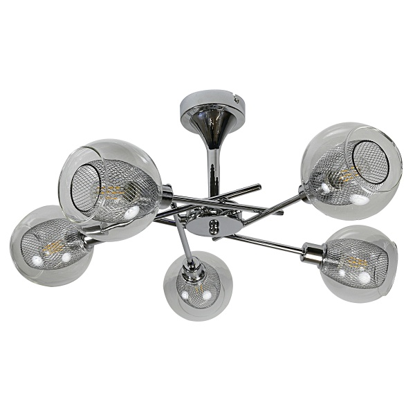 Ozzo Lampa Wisząca 5X40W E14 Chrom Klosz Bezbarwny Candellux