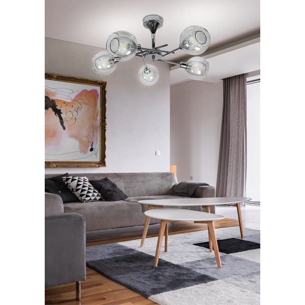 Ozzo Lampa Wisząca 5X40W E14 Chrom Klosz Bezbarwny Candellux