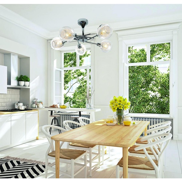 Ozzo Lampa Wisząca 5X40W E14 Chrom Klosz Bezbarwny Candellux