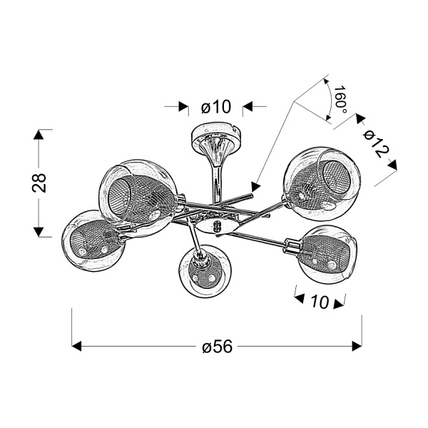 Ozzo Lampa Wisząca 5X40W E14 Chrom Klosz Bezbarwny Candellux