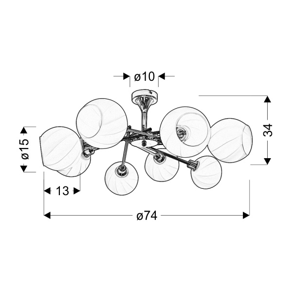 Raul Lampa Wisząca 8X40W E14 Chrom Klosz Biały Candellux