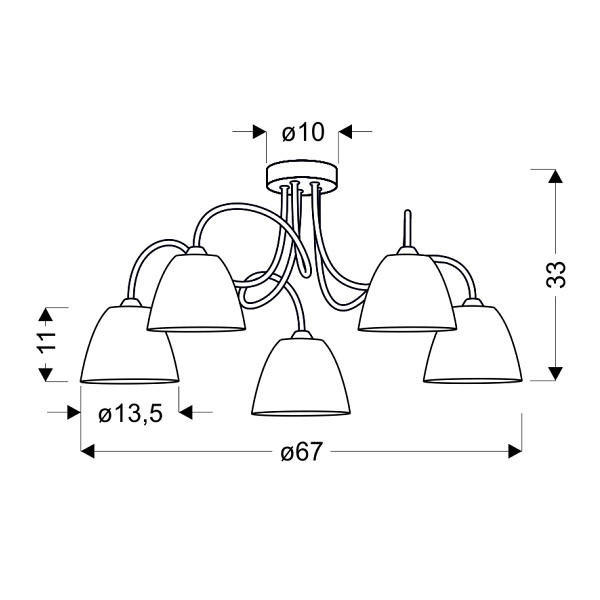 Elf Lampa Sufitowa 5X40W E14 Chrom Candellux