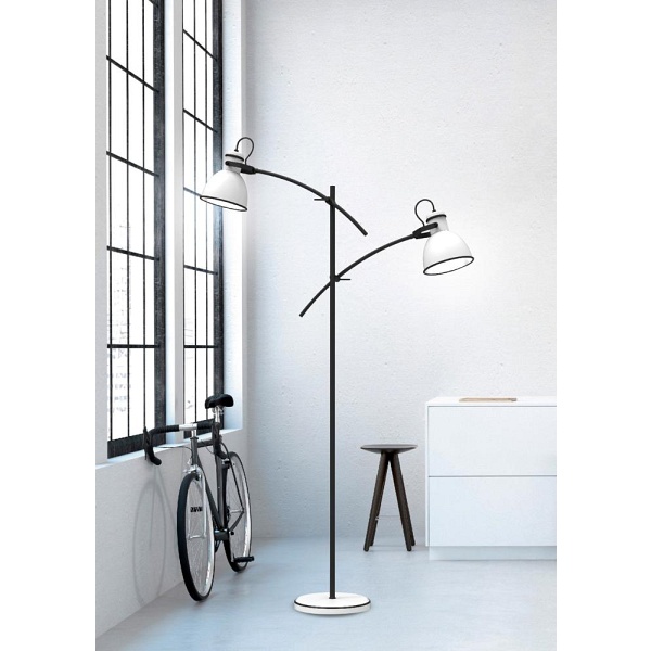 Zumba Lampa Podłogowa Sztyca Prosta 2X40W E27 Biały+Czarny Candellux