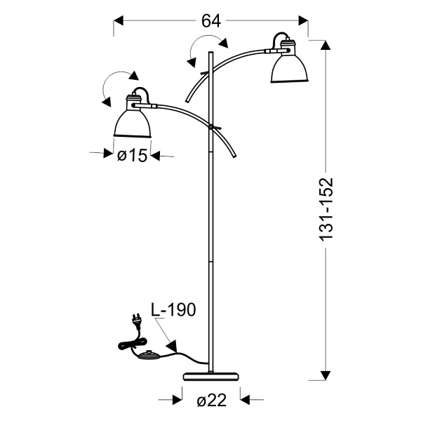 Zumba Lampa Podłogowa Sztyca Prosta 2X40W E27 Biały+Czarny Candellux