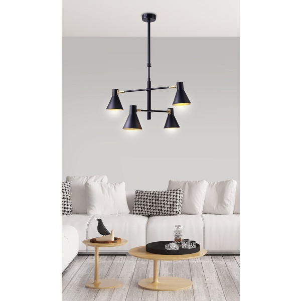 Less Lampa Wisząca 4X40W E14 Czarny Matowy Candellux