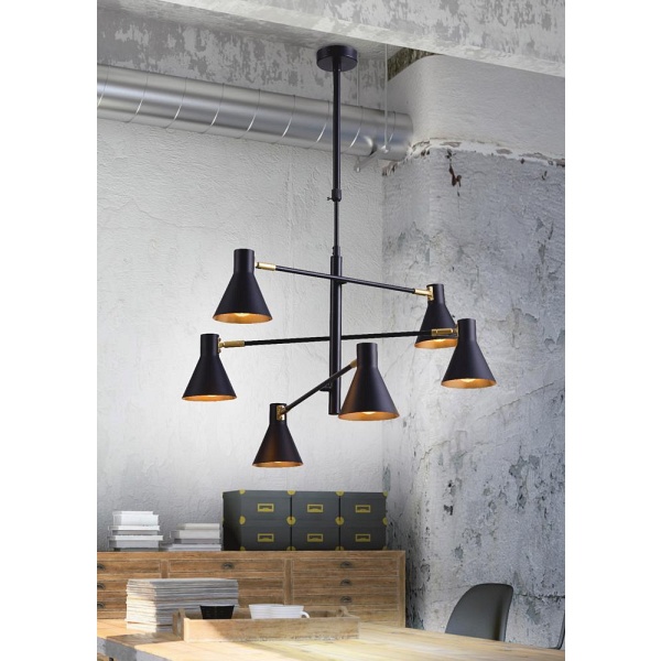 Less Lampa Wisząca 6X40W E14 Czarny Matowy Candellux