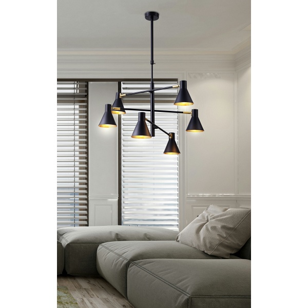 Less Lampa Wisząca 6X40W E14 Czarny Matowy Candellux