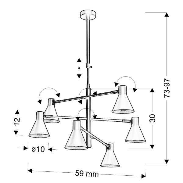 Less Lampa Wisząca 6X40W E14 Czarny Matowy Candellux