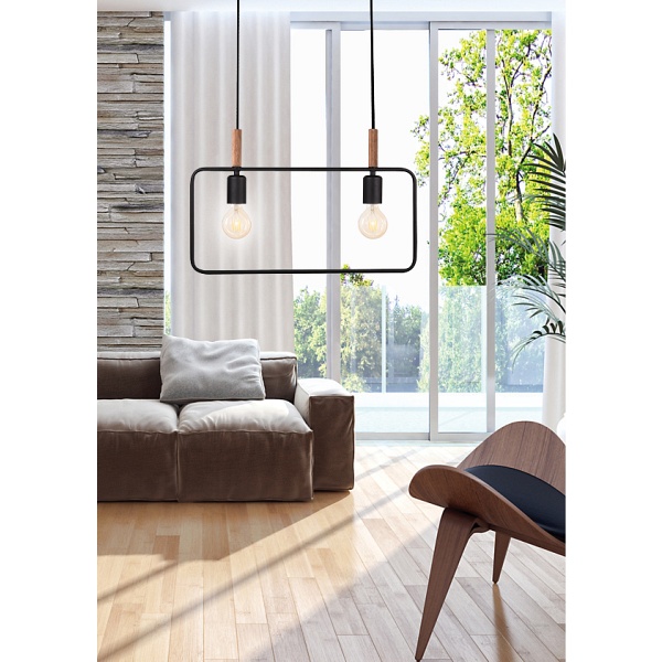 Frame Lampa Wisząca 2X60W E27 Czarny Candellux