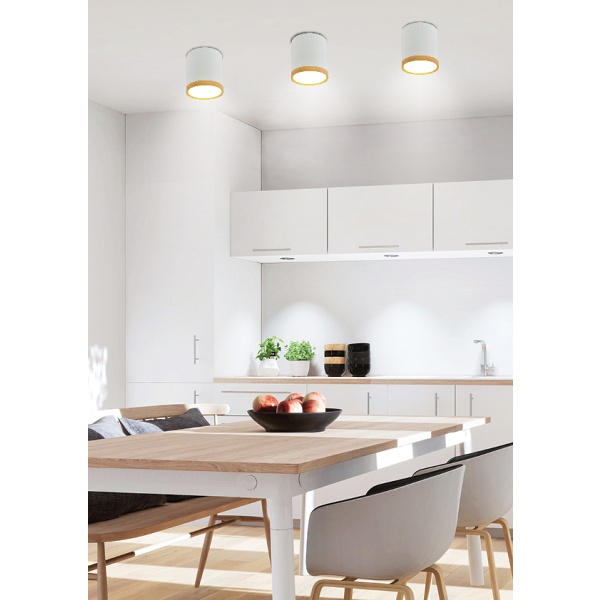 Lampa Sufitowa Tuba 5W Led 4000K Drewniany+Biały Śr. 6,8 Cm Candellux