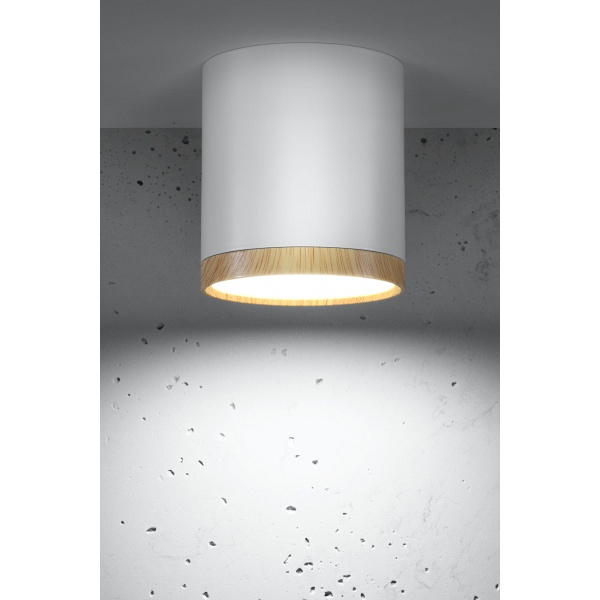 Lampa Sufitowa Tuba 5W Led 4000K Drewniany+Biały Śr. 6,8 Cm Candellux