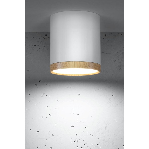 Lampa Sufitowa Tuba 5W Led 4000K Drewniany+Biały Śr. 6,8 Cm Candellux