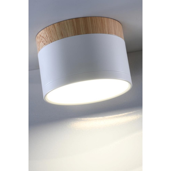 Oprawa Sufitowa Tuba 9W Led 4000K Biały+Drewniany Śr. 8,8 Cm Candellux