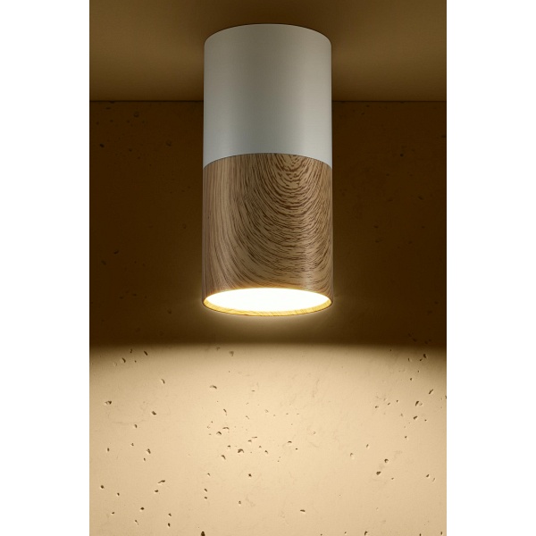 Lampa Sufitowa Tuba 1X50W Gu10 Drewniany+Biały Śr. 5,8 Cm Candellux
