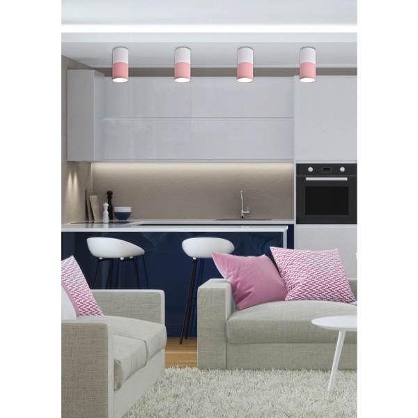 Oprawa Sufitowa Tuba 1X50W Gu10 Różowy+Biały Śr. 5,8 Cm Candellux