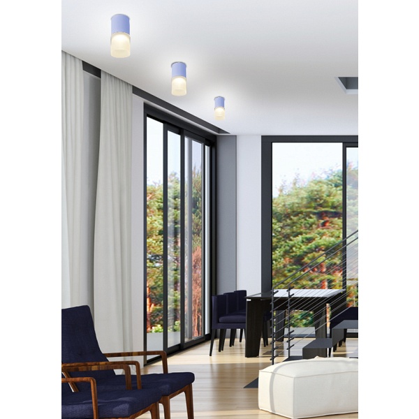 Lampa Sufitowa Tuba 1X50W Gu10 Mrożony+Szary Śr. 6,4 Cm Candellux