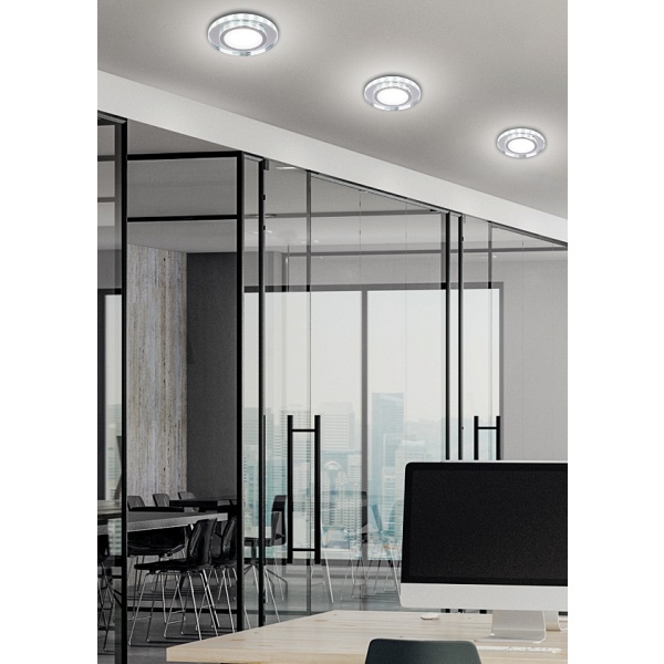 Ssp-26 Ch/Tr+Wh 10W Led 230V Ring Led Biały Oczko Sufitowe Lampa Sufitowa Okrągła Szlif Szkło Transparentne Candellux