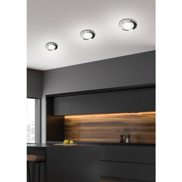 Ssp-26 Ch/Tr+Wh 10W Led 230V Ring Led Biały Oczko Sufitowe Lampa Sufitowa Okrągła Szlif Szkło Transparentne Candellux